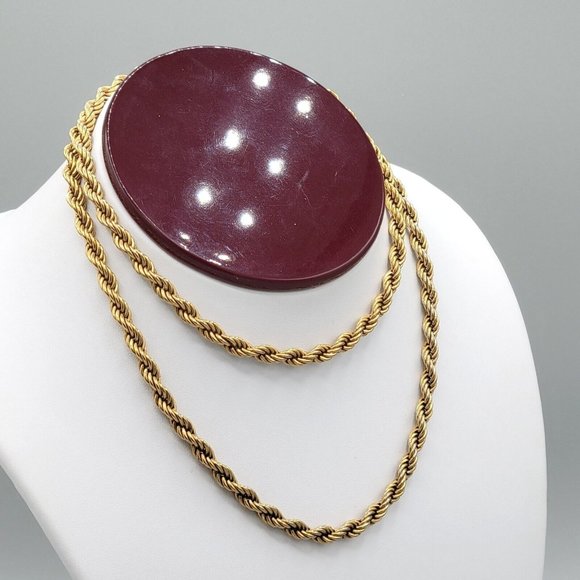 Monet Signed Gold Tone Metal Twisted Rope Chunk Chain Long Necklace 26 in - Picture 2 of 6